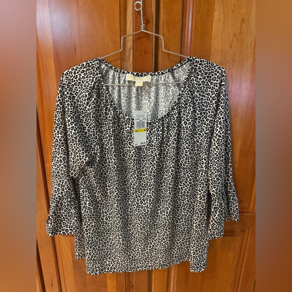 Michael Kors Gray and Black Patterned Blouse